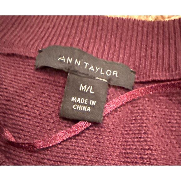 Ann Taylor M/L Purple V-Neck Poncho/Cape Sweater Cottagecore Prairie Casual - Picture 2 of 9